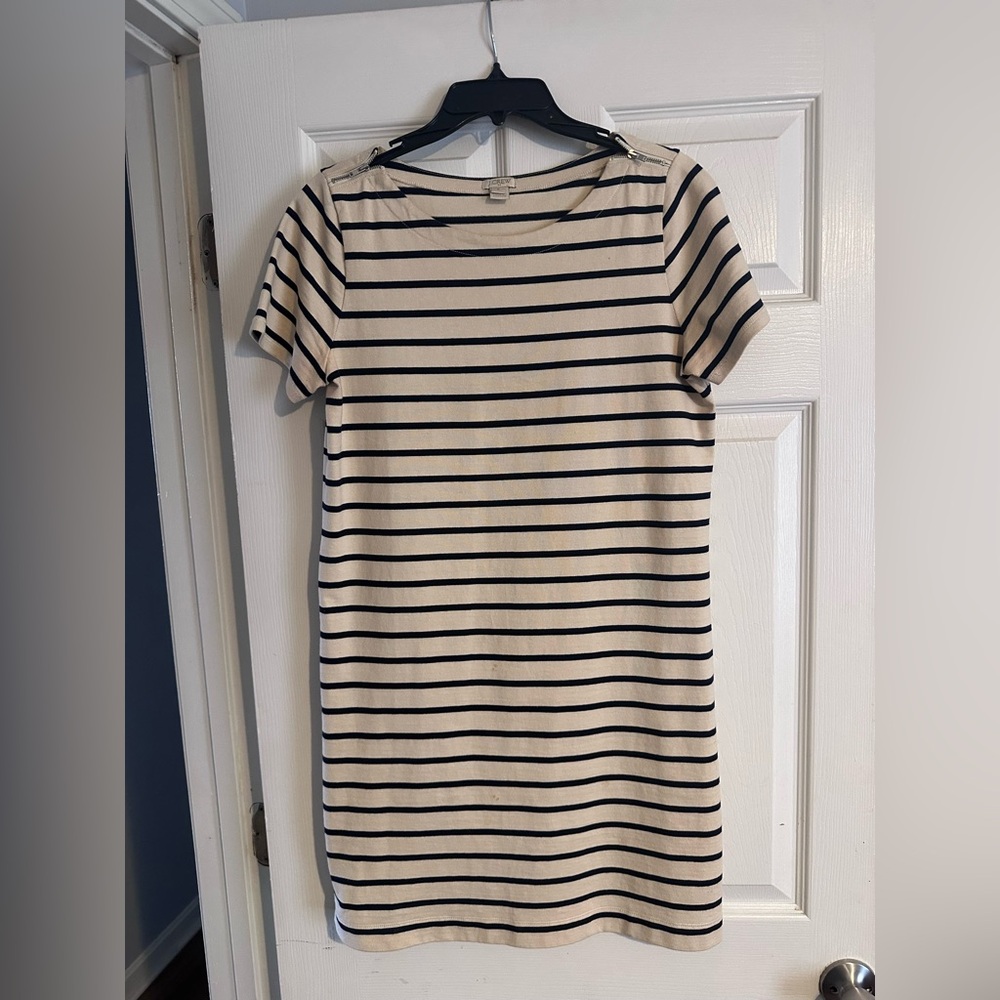 J. Crew Striped Black and Cream Dress